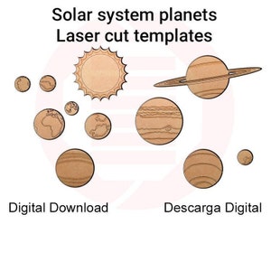 Laser cut Solar system planets space Laser cutting design pattern template SVG Glowforge SVG Illustrator files Home decor digital download