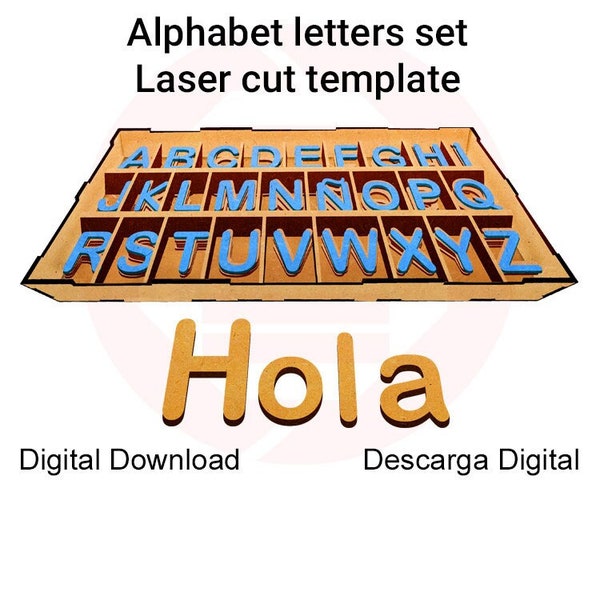 Montessori Alfabeto abecedario movil Letras corte laser vector madera mdf material escolar educacion diy crafts