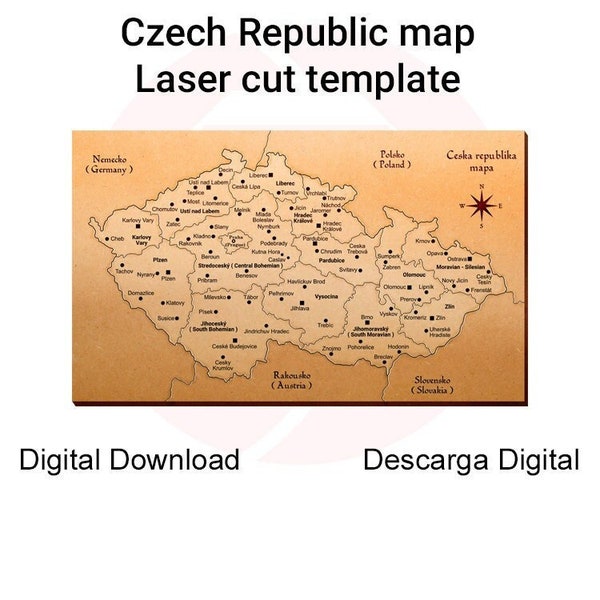 Laser cut Czech Republic map Ceska republika mapa Laser cutting Glowforge SVG vector home decor wall art school supplies digital download