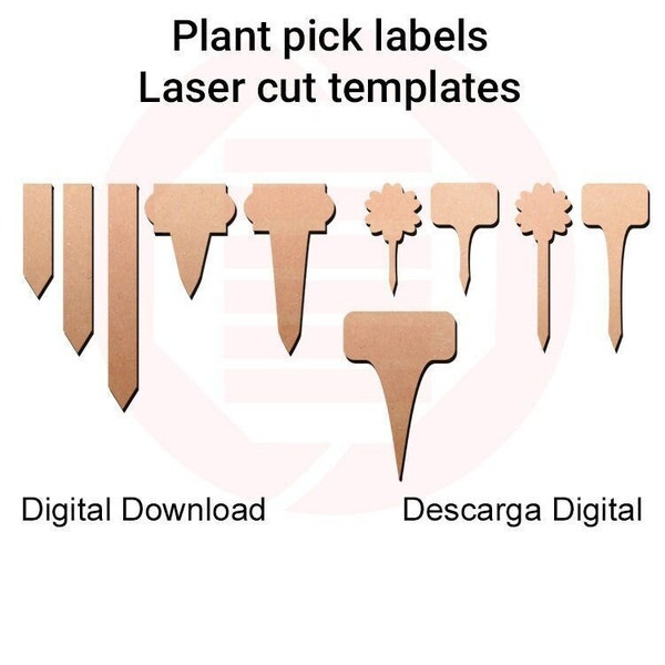 Découpé au laser plante pick étiquettes Glowforge svg vecteur plante légumes enjeux herbe fleur étiquettes jardin étiquettes modèle SVG bois téléchargement numérique