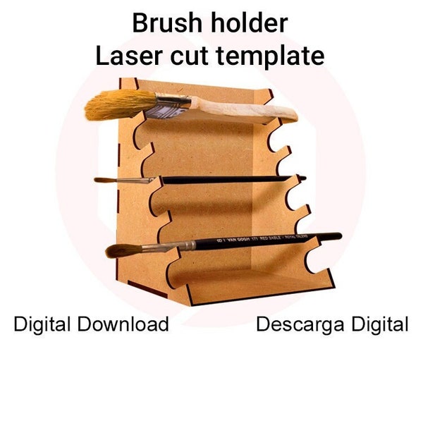 Laser cut Pen brush holder Glowforge SVG file DIY wood crafts  school office supplies vector files template pattern design digital download