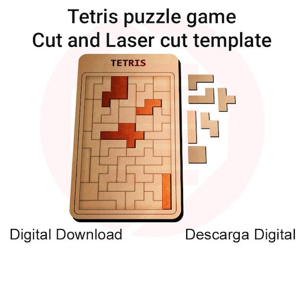 Tetris Glowforge SVG cut files Laser cut vector puzzle template geometry educational puzzle Illustrator pattern design