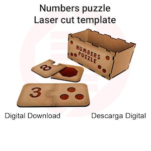 Laser cut Montessori puzzle numbers Glowforge SVG educational puzzle PDF digital download Learning preschool material school supplies