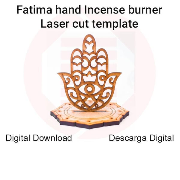 Laser cut Incense burner Hamsa Fatima hand Incense holder Laser cut vector template Glowforge SVG  Home decor ornament Oriental gift ideas