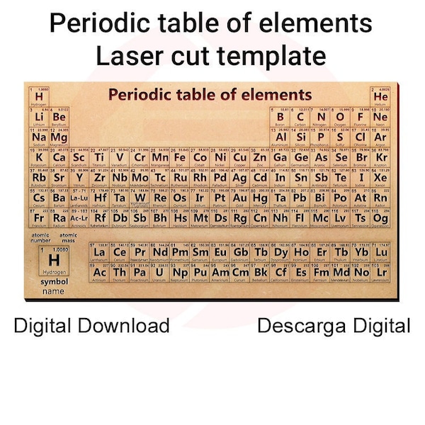 Wooden Periodic table of elements Laser cut Periodic table Glowforge vector files SVG template Chemistry science chart digital download