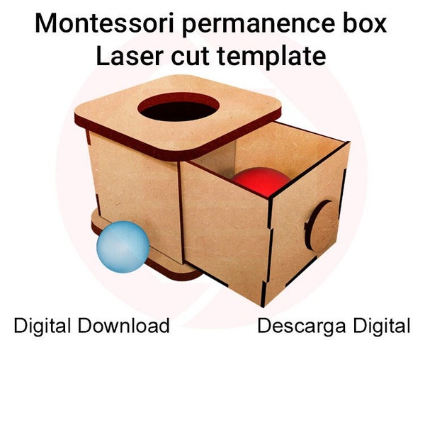 Modèle de boîte SVG Permanence découpé au laser Glowforge SVG Montessori enfants fournitures scolaires éducatives en téléchargement numérique