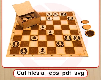 Laser cut file SVG Chess board game MDF wood Vector Digital download