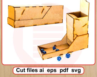 Laser cut SVG files Dice tower board game D&D vector template Digital download