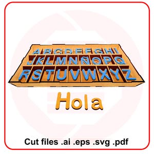 Laser cut file Alphabet letters box Montessori school Glowforge SVG vector design template diy crafts digital download
