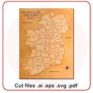 Wycinana laserowo mapa Republiki Irlandii SVG wektor cięcie cyfrowe pobieranie