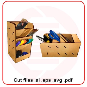 Laser cut SVG Desk organizer Pencil holder Laser cutting DIY crafts vector template
