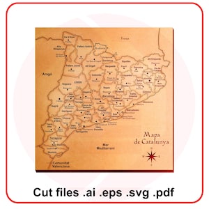 Laser cut file SVG Catalonia map vector digital download Laser cutting design wooden map decor instant download
