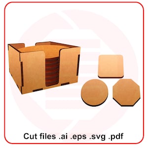 Laser cut files Coaster holder SVG template Home decor ornament design mdf wood crafts digital download