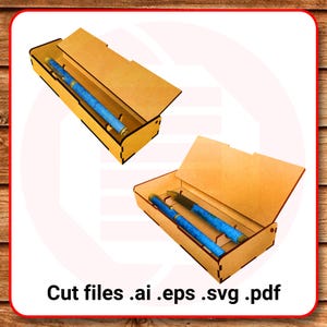 Estojo para caneta-tinteiro SVG cortado a laser Arquivos de corte de madeira modelo vetorial Material de escritório mdf download digital