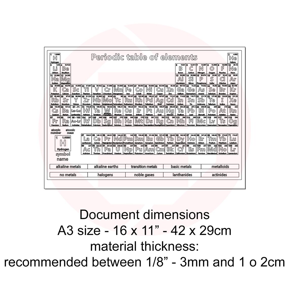 Laser Cut SVG Periodic Table of Elements Template Chemistry Digital ...