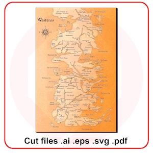 Carte du trône de Westeros SVG découpée au laser Découpage laser Design SVG Artisanat bricolage téléchargement numérique
