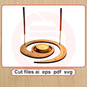 Laserskuren SVG Rökelsebrännare Ljusstake MDF trä DIY hantverk digital nedladdning
