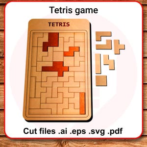 Cięcie laserowe Tetris Glowforge SVG pliki do cięcia wektor szablon puzzle geometria puzzle edukacyjne mdf drewno diy rzemiosło