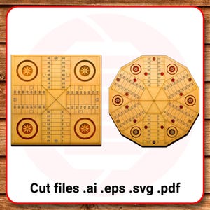Archivo SVG cortado con láser, juego de mesa Parchís, Glowforge, vector, plantilla de diseño de corte de madera, carpintería, manualidades de bricolaje, descarga digital
