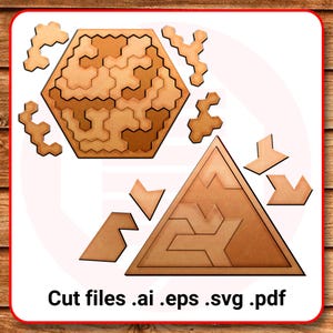 Rompecabezas geométrico Montessori SVG cortado con láser, vector, plantilla digital de diseño cortado con láser, archivos Glowforge, descarga instantánea digital para decoración del hogar