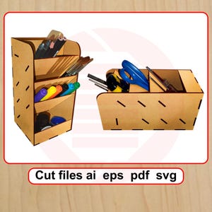 Laser cut SVG Desk organizer Pencil holder Laser cutting DIY crafts vector template