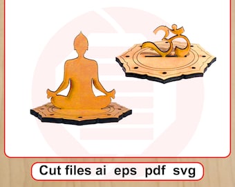 Laserskuren SVG Buddha rökelsehållare mall vektorfiler MDF trähantverk digital nedladdning