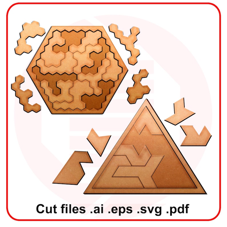 Laser cut SVG Montessori Geometric puzzle vector template DIY crafts projects