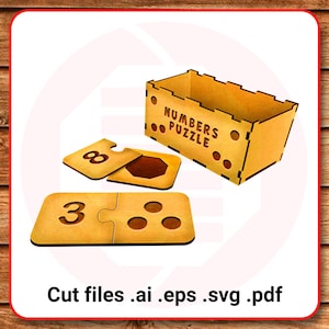 Laser geschnitten SVG Montessori Zahlen Puzzle Spiel Glowforge Vektor-Design-Vorlage Holzschnittdateien digitaler Download