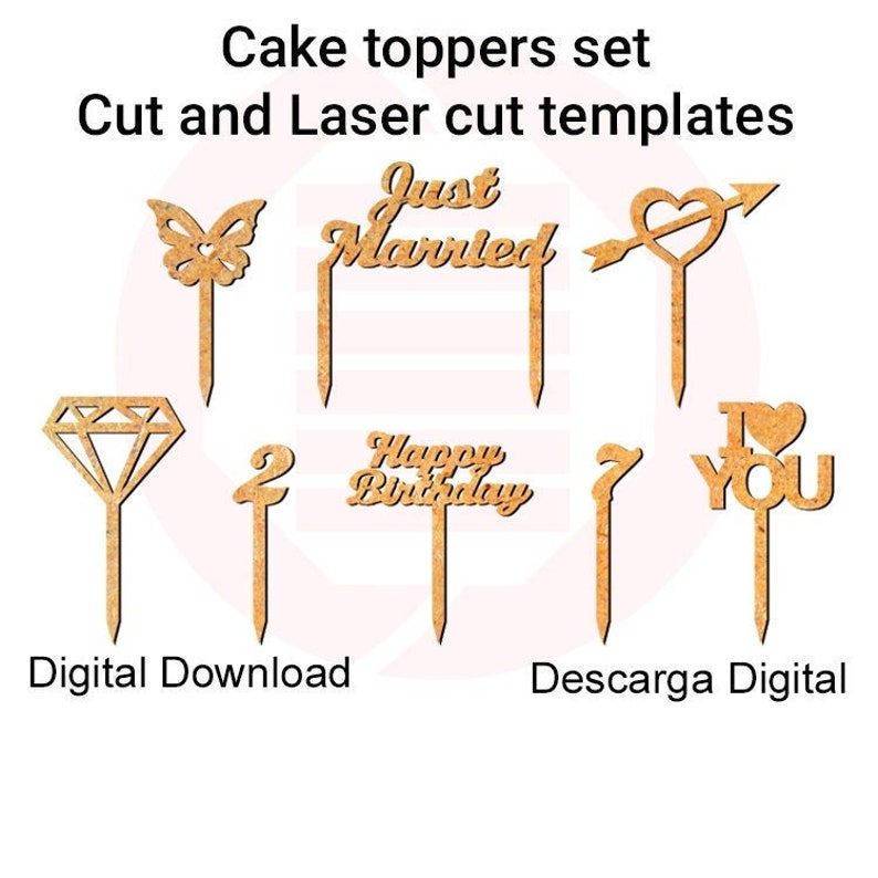 Laser Cut Cake Topper Svg Template Laser Cut File Cake Toppers Etsy