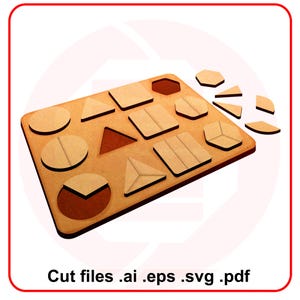 Laser schneiden SVG-Dateien Montessori Geometrische Formen Puzzle Vektor-Design-Vorlage