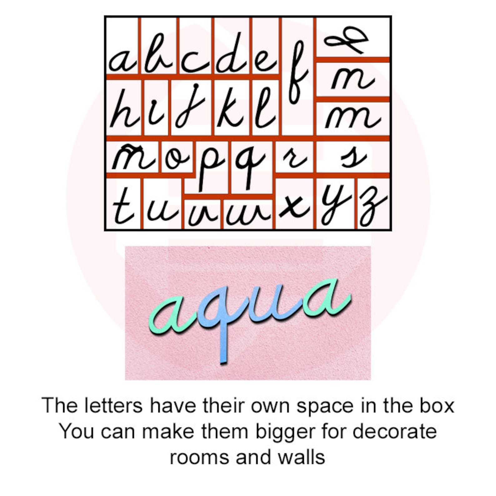 Laser Cut File Cursive Italic Letter Alphabet Box Montessori School ...
