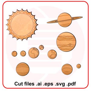 Lasergesneden SVG zonnestelsel planeten ruimte voor muur kinderkamer Woondecoratie digitale download