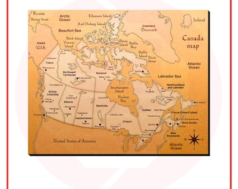 Plantilla de mapa de Canadá con archivos SVG cortados con láser. Decoración del hogar, descarga instantánea.