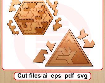 Laser cut SVG Montessori Geometric puzzle vector template DIY crafts projects