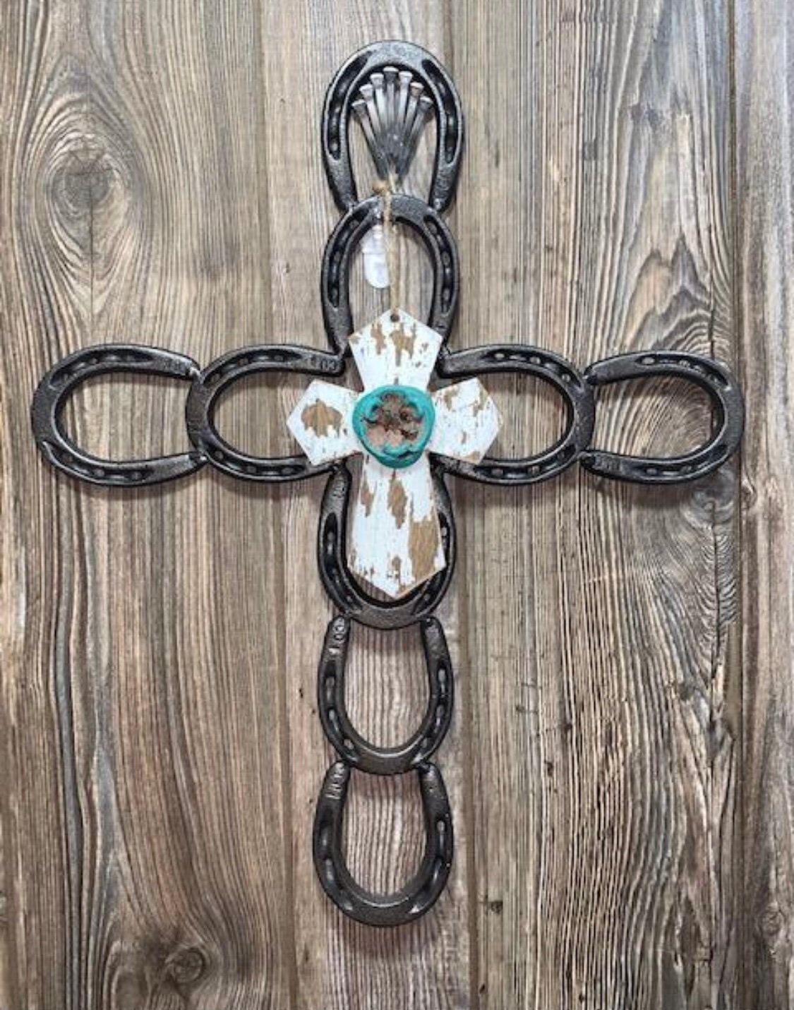 Rustic Horseshoe Cross Wall Decor Etsy