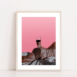 Wine Print | Kitchen Decor | Bar Cart Decor | Aesthetic Neutral | Red Wine Illustration | Modern Wall Art | Digital Download | Home Decor
