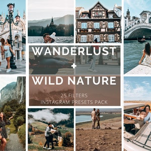 2x COMBO: Wanderlust + Wild Nature Pack | 25 Lightroom Mobile and Desktop presets | For Android, iOS, PC