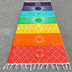 Organic Cotton 7 Chakra Yoga Mat Rug Comfortable And Perfect For Yoga, Meditation, Fitness, and Prayer Non-toxic and Anti-slip image 9