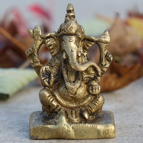 Ganesh Ganesha Statue Hindu Elephant God of Success Solid Brass