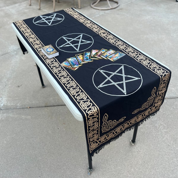 Pentagram Long Altar Cloth Tarot Witchcraft Table Cloth Cover Wall Decor Wall Art 72 X 23 Inches