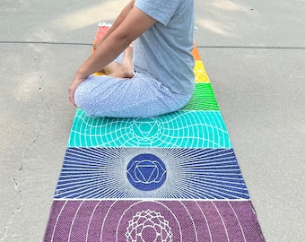 Organic Cotton 7 Chakra Yoga Mat Rug Comfortable And  Perfect For Yoga, Meditation, Fitness, and Prayer | Non-toxic and Anti-slip