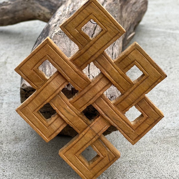 Handmade Tibetan Endless Knot Pata Eternal Knot  Wooden Wall Hanging