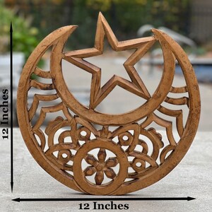 Handcrafted Wooden Celestial Star Moon Wall Décor Hanging Art image 3