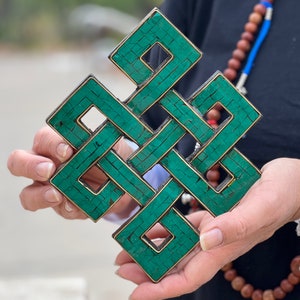 Handmade Tibetan Endless Knot Pata Eternal Knot  Wooden Wall Hanging