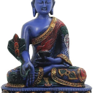 Tibetan Healing Medicine Buddha Statue Hand Painted Nepal