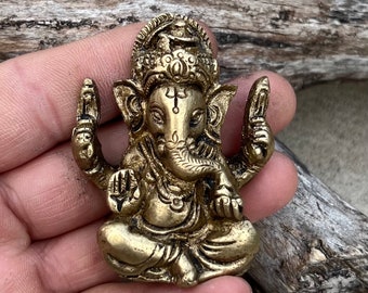 Ganesh Ganesha Statue Hindu Elephant God of Success Solid Brass