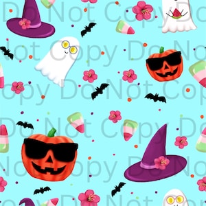 Summerween Seamless Pattern | Halloween Beach PNG | Cute Spooky Design | Kawaii Halloween