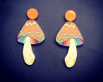 Retro Psychedelic Mushroom Earrings