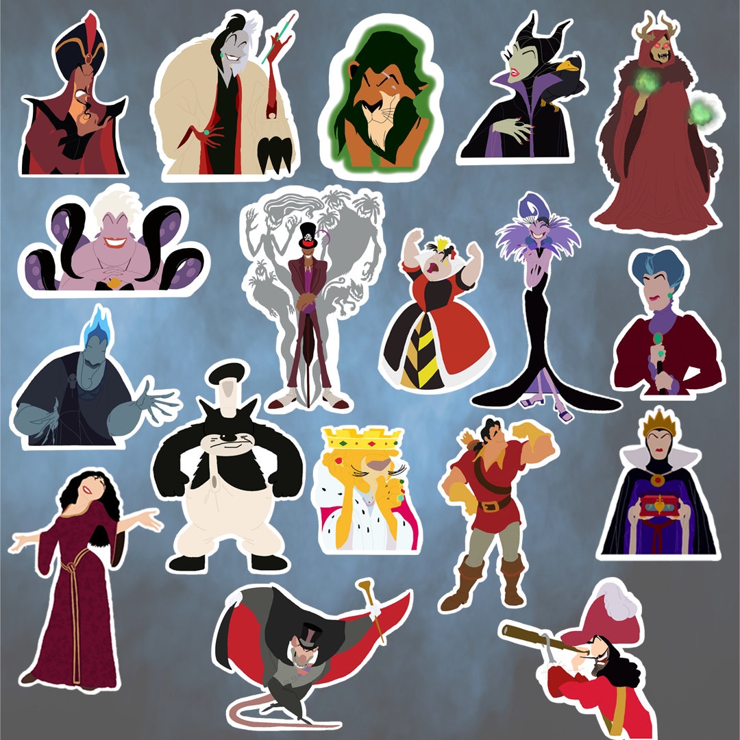 Disney Villains Vinyl Stickers MEGA Set Etsy