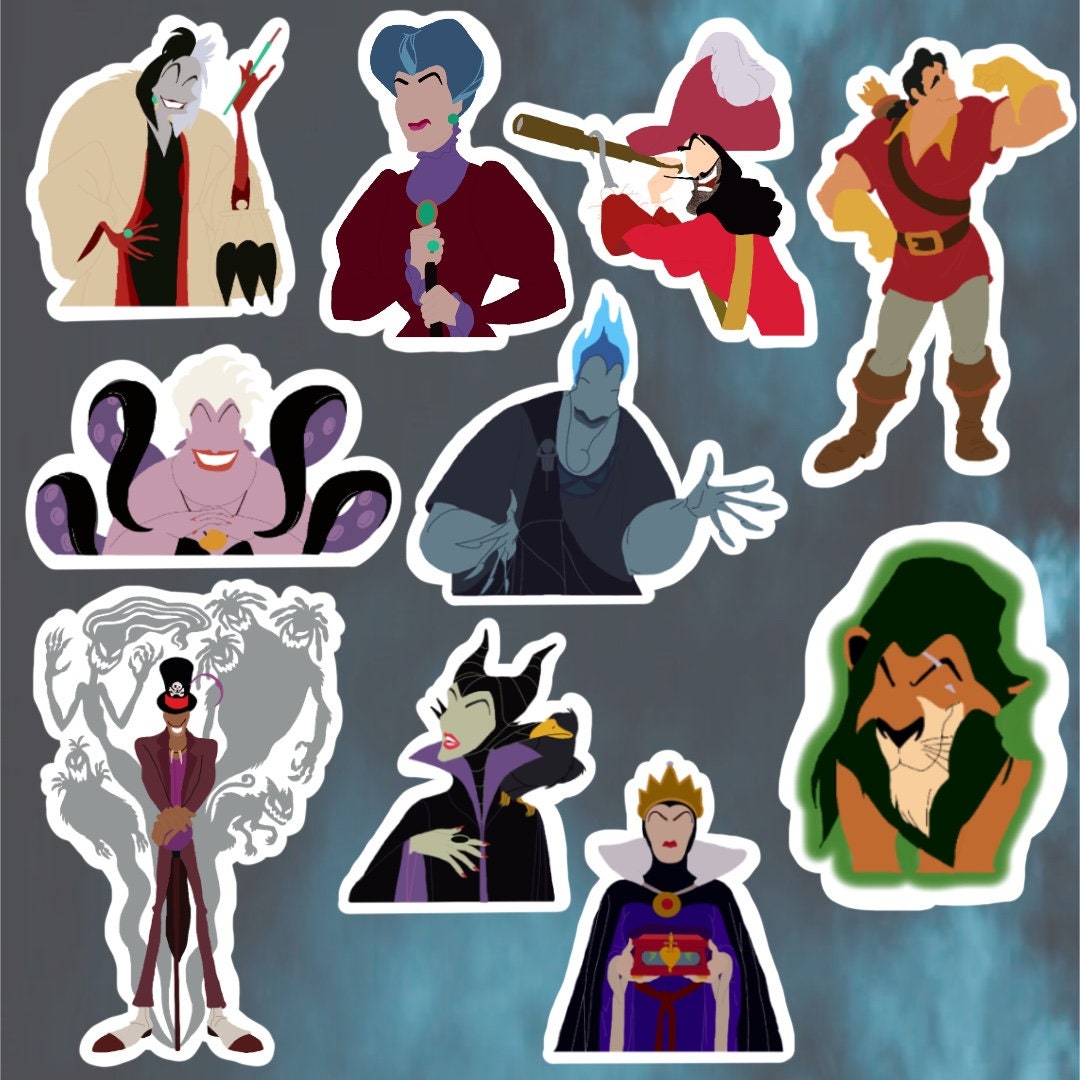 Disney Villains Vinyl Stickers Etsy